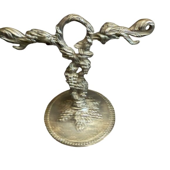 Grape Vine Design Vintage Silver Metal Salt and Pepper Shaker Holder - Picture 2 of 4